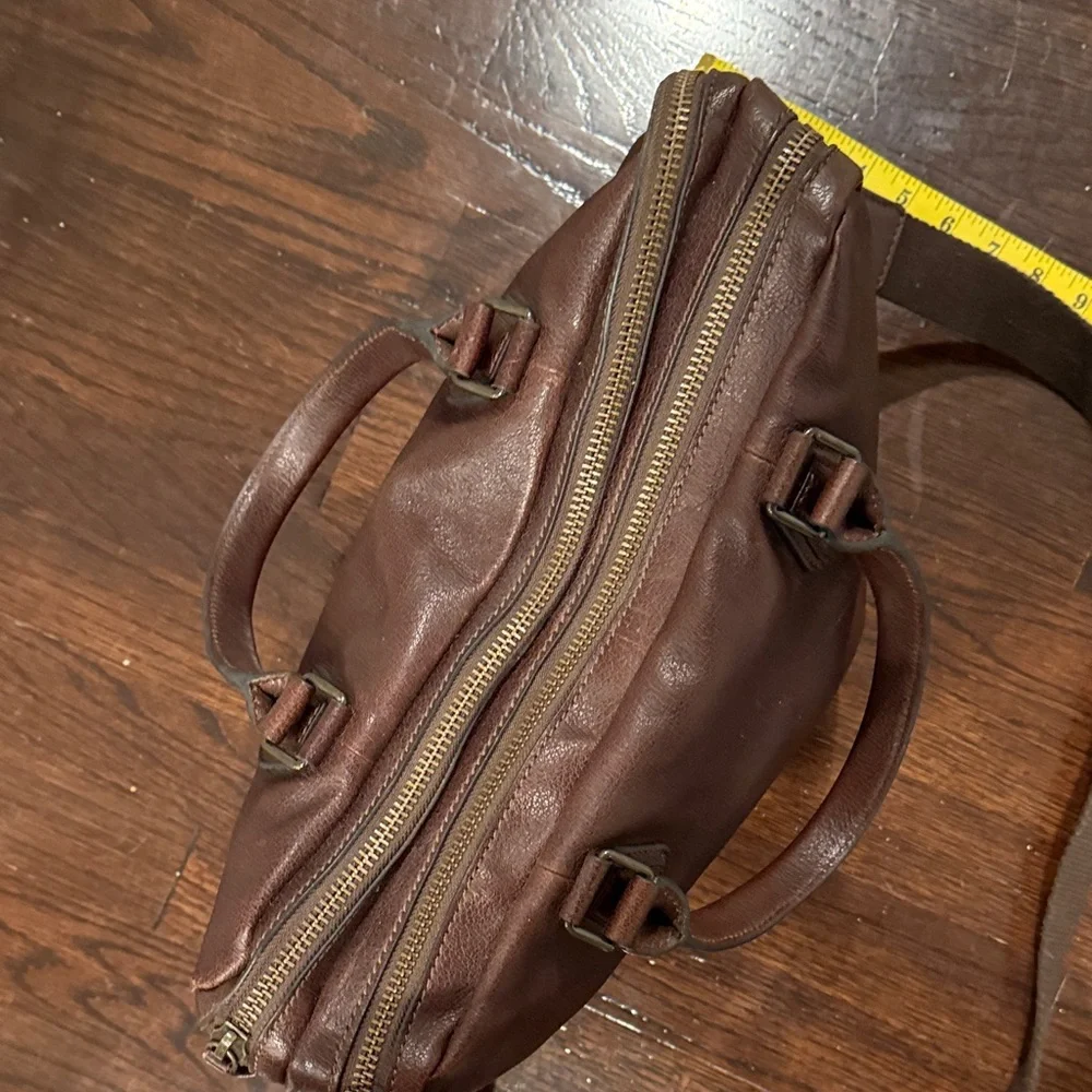 Frye Brown Leather Men's Bag Brief Case Removable Strap